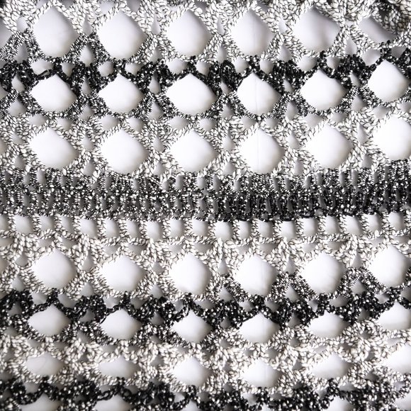 CARTISE Gray & White Crochet Dress, Top or Bathing Suit Coverup - Size Large - Picture 5 of 7